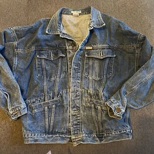 90s Georges Marciano For Guess Denim jacket Pocket Button L - Picture 1 of 18