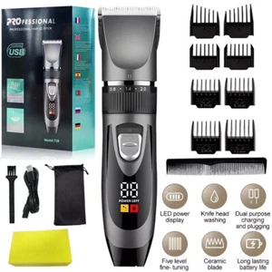 Professional Cordless Hair Clippers Trimmer Kit Men Cutting Machine Barber Salon - Picture 1 of 15