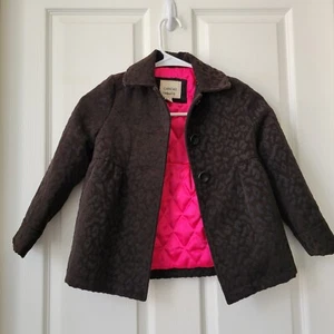 Cherokee Girls Black Pink  Animal Print Pea Coat XS 4/5  - Picture 1 of 7