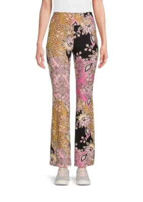 No Boundaries Women's Flared Stretch Pull-On Pant Large Floral Animal Print New - Image 1 of 4