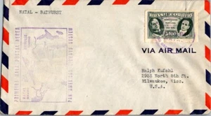Pan American World Airways First Flight Natal Brazil -Bathhurst Gambia - 1941 - Imagen 1 de 2