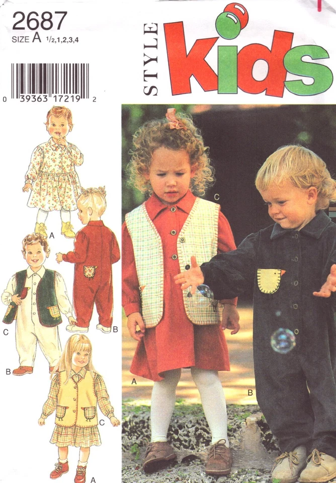 Style Kids 2687  Dress ~ Rompers~ Vest (Waistcoat)  Comes in Sizes 1/2 - 1-2-3-4 - Image 1 of 4