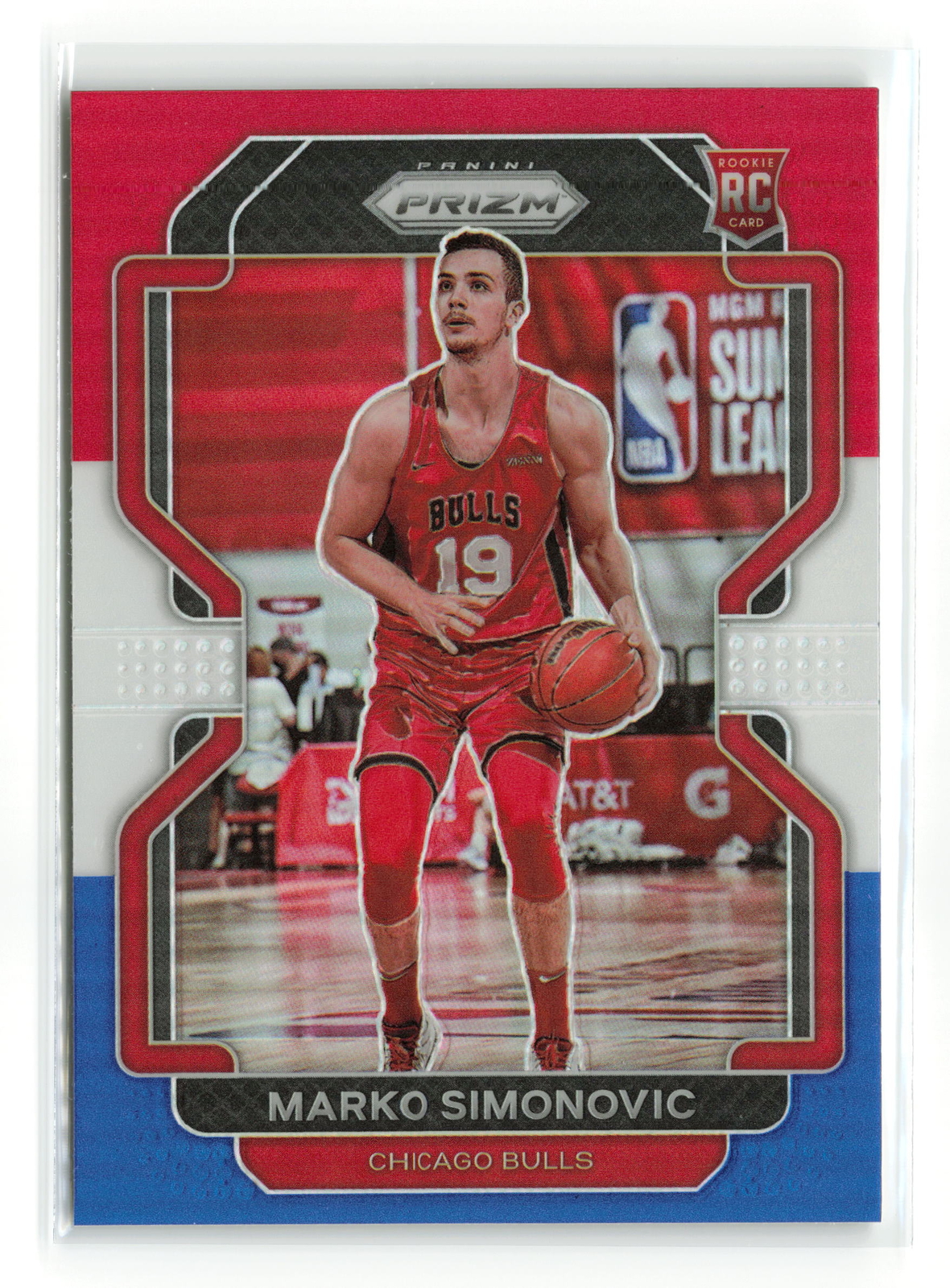 MARKO SIMONOVIC #166 RC 2021-22 PANINI PRIZM BULLS Red White Blue