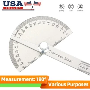 SAE Stainless Steel 180 degree Protractor Angle Finder Rotary Measuring Ruler - Picture 1 of 10