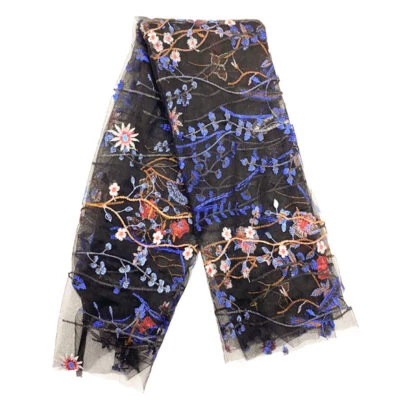 Green Flower Embroidery Lace Fabric DIY Wedding Dress Bridal Veil Tutu Skirt - Image 1 of 4