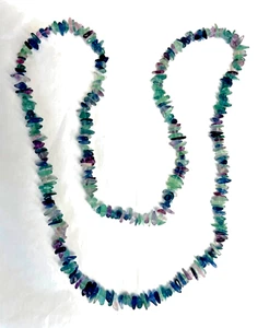 Bunte Quarz Chip Perlen Halskette klar, Aqua Blau, Lavendel, Lila - Bild 1 von 2