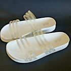 Sandales à rabat H2K AMANDA blanches doubles strass scintillantes tongs bling neuves dans leur boîte