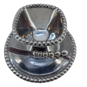 Mexican Silver/Pewter Plate, Serving Bowl & Knife - Picture 1 of 16