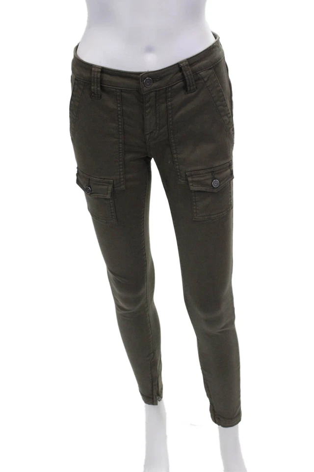 Pantalones de mezclilla Joie para mujer de algodón ajustados con bolsillos cargo verde talla 26 Foto 1 de 4