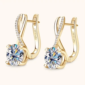 4cttw D VVS1 Moissanite 8mm Pendientes colgantes de plata de ley 925 con sello - Imagen 1 de 10