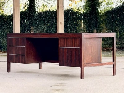 Large Mid Century Modern Danish Design Executive Desk Double Pedestal - Image 1 of 4