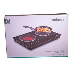 CUSIMAX Infrarot Kochplatten 2er – 2400W, Thermostat, Glaskeramik, kompakt - Bild 1 von 3