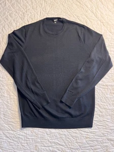 Maglione pullover uomo Uniqlo nero maglia lana girocollo manica lunga taglia L - Foto 1 di 9