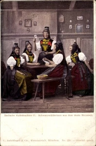 Cartolina costumi popolari del Badische, donne della Foresta Nera dall'ufficio... - 4938781 - Foto 1 di 2