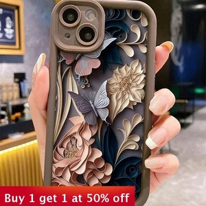 Funda de teléfono retro con flores a prueba de golpes para iPhone 16 Pro Max 15 14 13 12 11 8 RX RS - Imagen 1 de 7