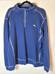 Tommy Bahama Para Hombres XXL Azul Marlín 100% Algodón Pima Suéter/Jersey 1/4 Cremallera  - Imagen 1 de 12