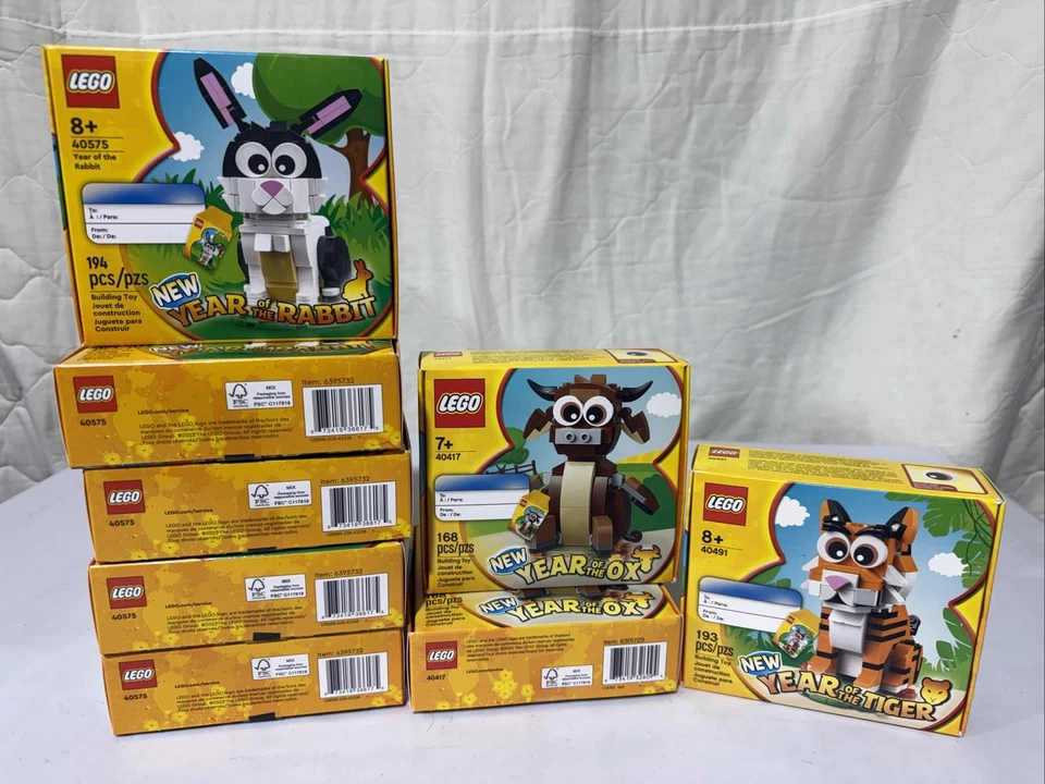 8x NIB Lego sets: Year of the Tiger, Rabbit (x5) & Ox (x2) - 40575, 40417, 40491 - Image 1 of 1