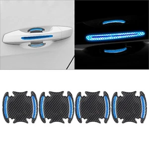 Pegatina reflectante de fibra de carbono para manija de puerta de coche protección contra arañazos azul - Imagen 1 de 6