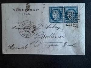 🦬Brief mit Paar Nr. 60 - 25 c Ceresblau - Stempel 2598 Nancy 🦬 - Bild 1 von 1