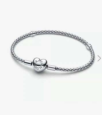 Authentic Pandora moment Heart clasp Snake Chain Bracelet Eli s900 Women's - Image 1 of 4