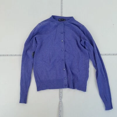 Cárdigan M&S 8 Azul Mujer Manga Larga Botón Cuello Redondo Tejido Elástico Jersey Foto 1 de 4