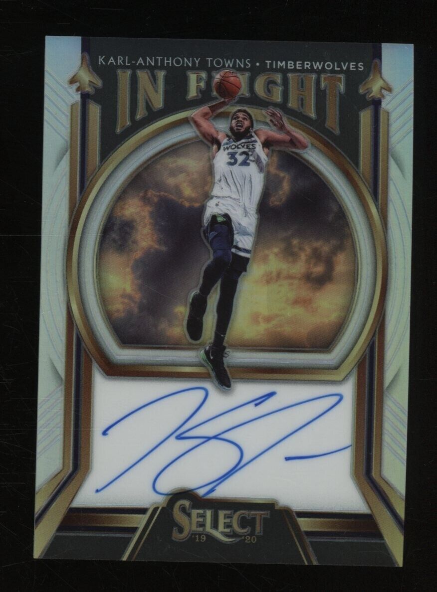 2019-20 Panini Select Silver Prizm In Flight Karl-Anthony Towns AUTO 21/49