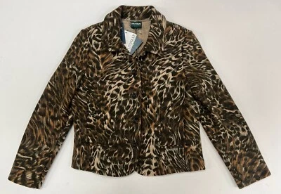 Chaqueta de Lana Geiger Austria Marrón Estampado Animal Nueva Talla 44 Nueva con Etiquetas Foto 1 de 4
