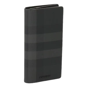 BURBERRY Cavendish Check Continental Wallet Men Bifold Canvas 8070199 CHARCOAL - Picture 1 of 10
