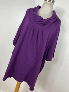 Liz & Me 4X Shirt Top Purple Cowl Neck Short Sleeve Stretch 30/32W Womens J4 - Picture 1 of 6