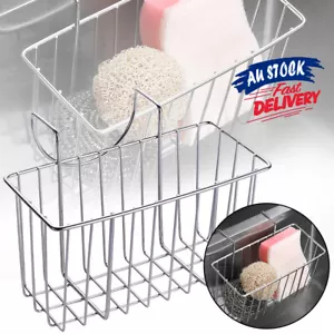 Stainless Steel Kitchen Sink Caddy Drainer Rack Brush Sponge Holder Storage Soap - Picture 1 of 11