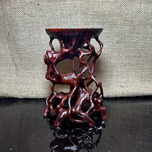 Wooden Display Stand made of Padauk, handmade sculpture, core wood, size 6.5" - Picture 1 of 10