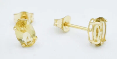 GENUINE 1.60 Cts YELLOW TOPAZ STUD EARRINGS 14k YELLOW GOLD - Free Appraisal - Image 1 of 4