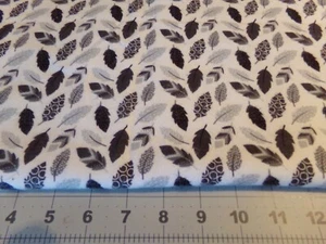 1 YD X 42" VINTAGE FLANNEL BLACK & GRAY LEAVES by JOANN NEW COTTON #9812 - Picture 1 of 2