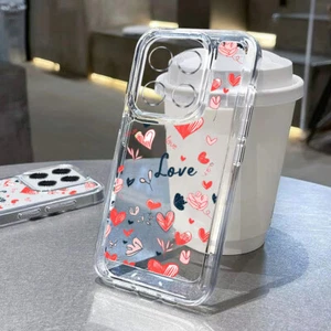 Heart Clear Silicone Case For iPhone 15 14 13 12 11 Pro Max XS Shockproof Cover - Picture 1 of 16