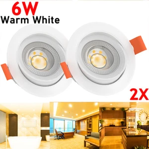 2X LED Ceiling Down Light Recessed Panel Lamp Rotatable Home Fixtures Warm White - Picture 1 of 14