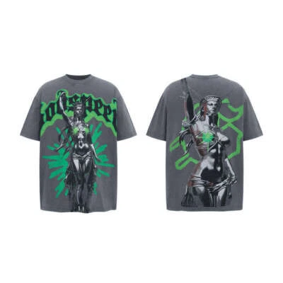 Fashion Creative Men Women Godspeed Rock Street Print Cotton Short Sleeve Grey - Image 1 of 4