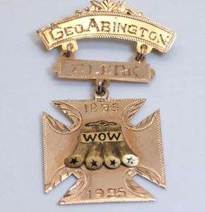 10K Gold Antique "W.O.W." Woodsmen of the World Gold Pin Back Brooch Memphis TN - Picture 1 of 4