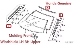 OEM HONDA Genuine CIVIC 92-95 Front Windshield Molding Lh,Rh & Upper with Clipx8 - Picture 1 of 12