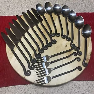 Lot Of 19 Gourmet Settings TREBLE CLEF Black Oxidized Coil Flatware Replacements - Picture 1 of 24