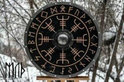 Medieval Norse Battle Wooden Shield Viking Handmade Authentic Larp Armor Shield - Image 1 of 4