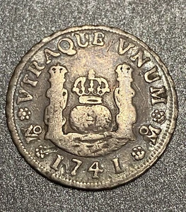 1741 Colonia de México 1 Rey Real Felipe V Primera Moneda Colonial de Moneda de Moneda de Curso Legal de EE. UU. $ - Imagen 1 de 10