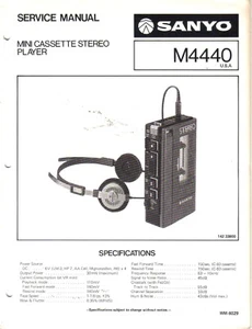 Service Manual Sanyo M4440 Mini Cassette Stereo Player 1981 - Picture 1 of 1