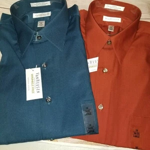 Lote de 2 camisas de vestir Van Heusen de manga larga con botones para hombre nuevas con etiquetas - Imagen 1 de 9
