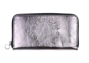 Stella Mccartney 307549 Zip Arroun Medium Logo Wallet Ruthenium Metallic 7.75x4" - Picture 1 of 4