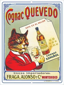 Letrero Coñac Quevedo Español Montevideo Metal 9x12 EE. UU. Envío Gratis - Imagen 1 de 5