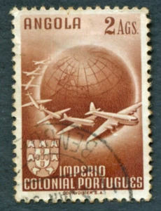 ANGOLA 1949 2a SG446 used NG Boeing 377 Stratocruiser AIRMAIL BENGUE CANCEL #B02 - Picture 1 of 1