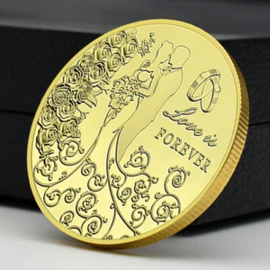 Love Is Forever Golden Coin Commemorative Medal Happy Valentine's Day Gift - Picture 1 of 12