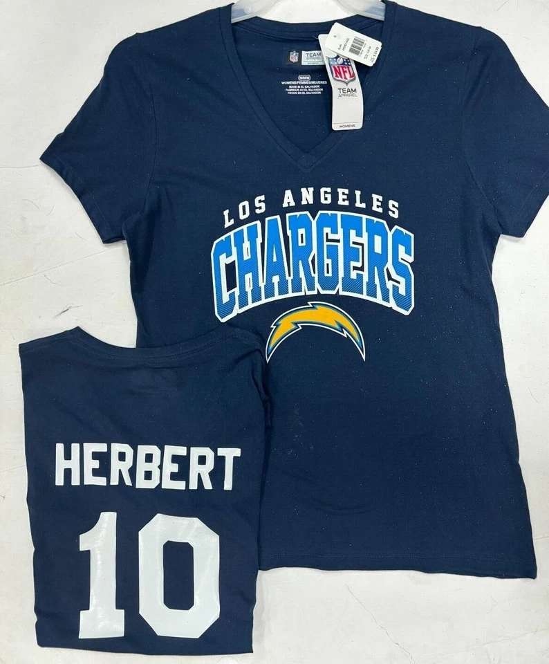 Camiseta para mujer Justin Herbert Los Angeles Chargers nombre y número nueva con etiquetas Foto 1 de 1