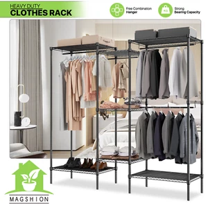 Adjustable Closet Organizer Corner Shelf Clothes Storage Stand Home Garment Rack - Picture 1 of 12