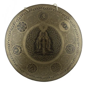 20" Gong tibétain -Yogi aux 7 Chakras gravé 52 cm Méditation Népal 3889 - Picture 1 of 8